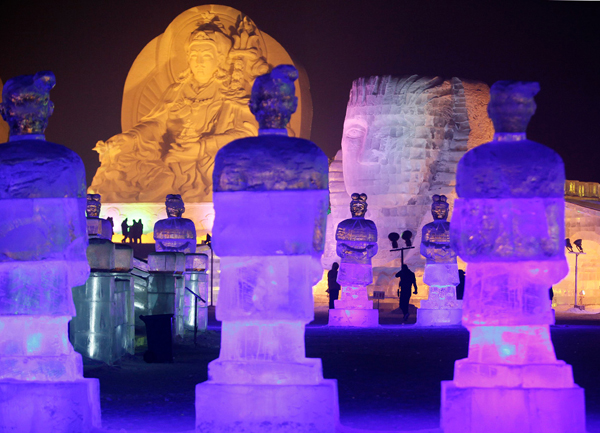 Portrait Sculpture at Night